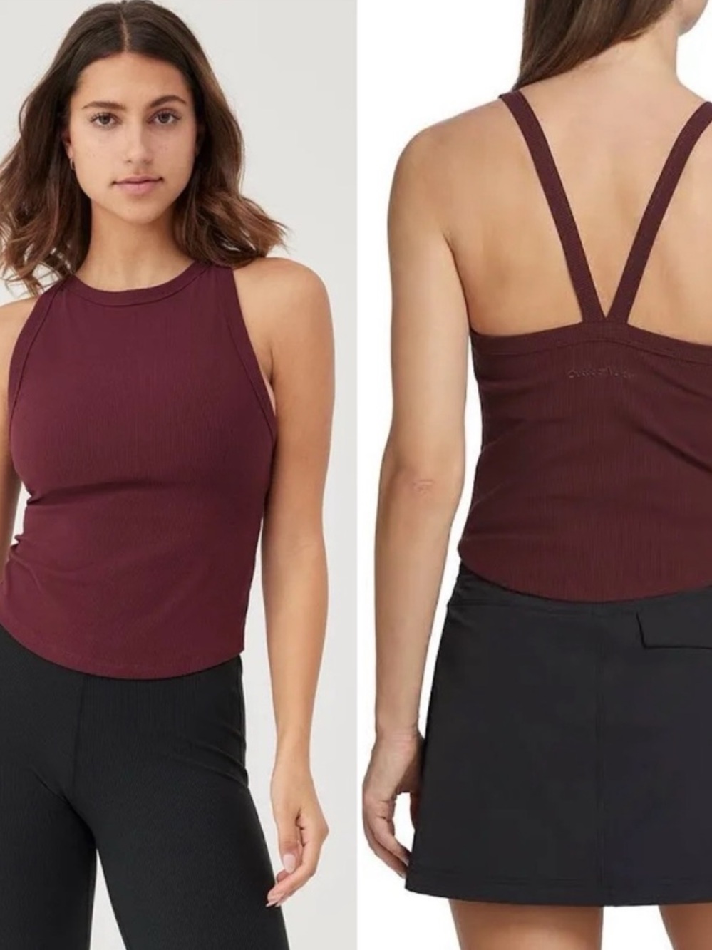 OUTDOOR VOICES Superform™ Rib High Neck Tank Top In Shiraz